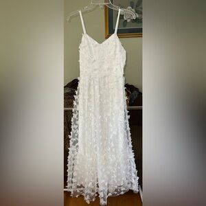 NWT Mable White Butterfly Appliqué Women's Dress Sz Medium
